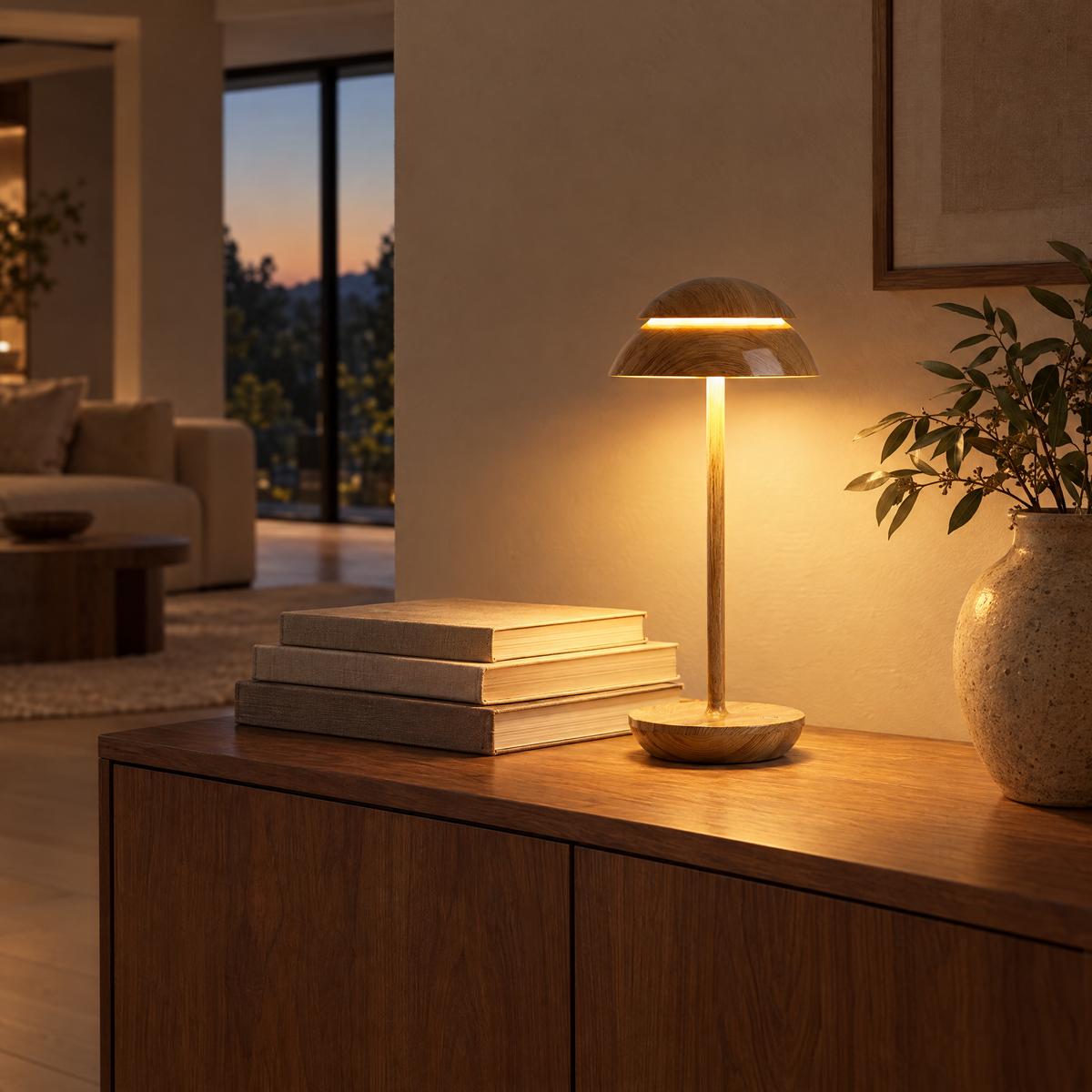 Cupola cordless lamp on a sideboard