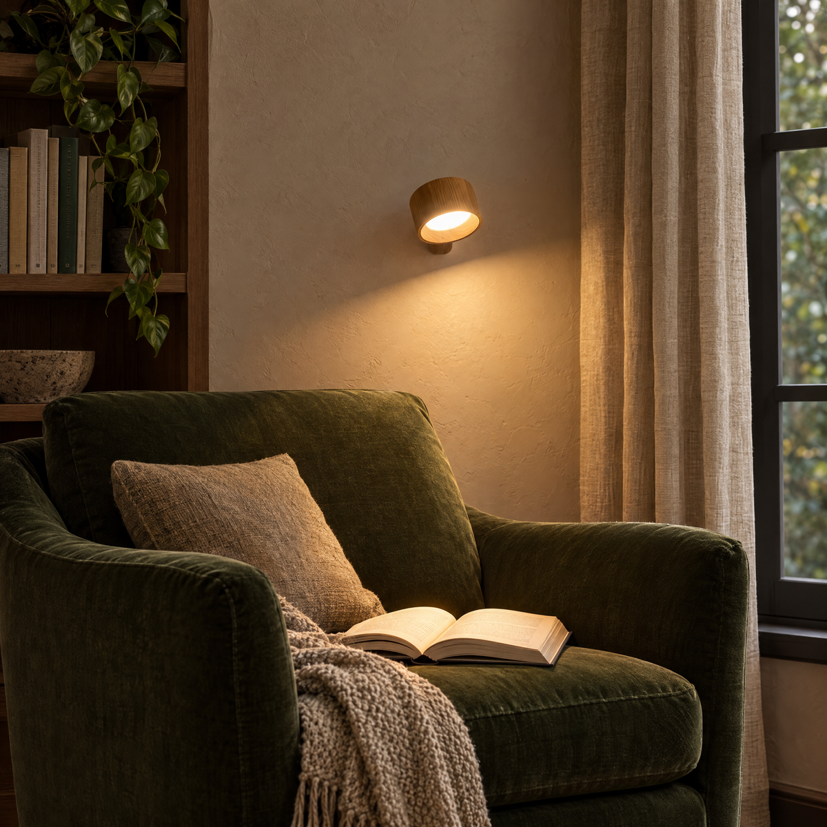 Giro magnetic wall light in a reading nook