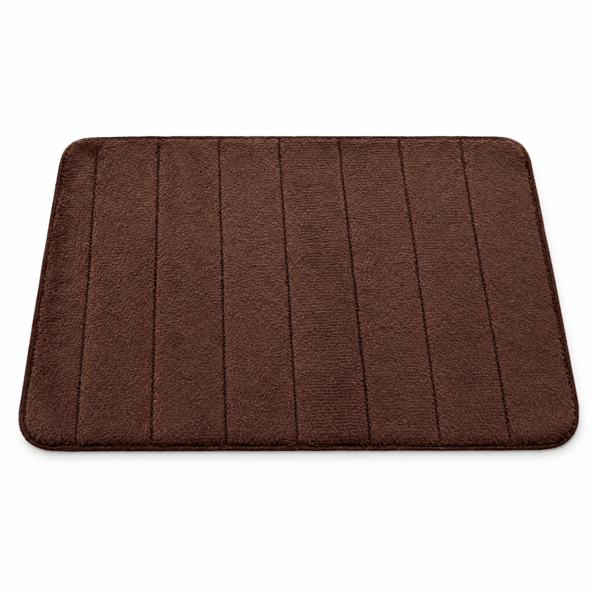 Soffio Plush Bath Mat in cocoa on a white background