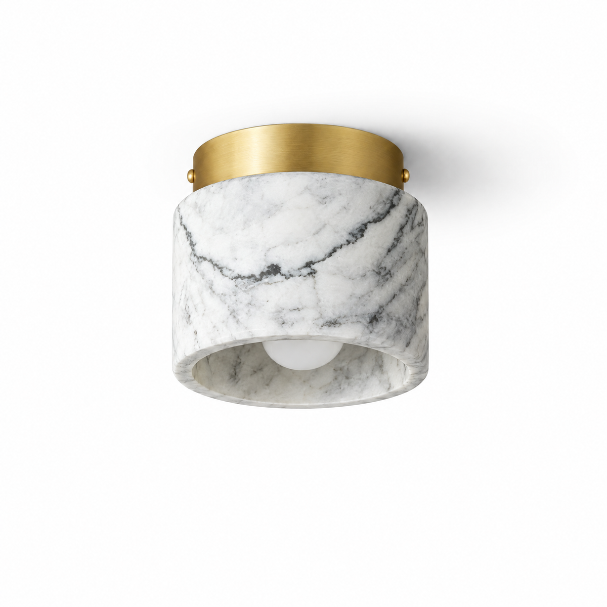 Pietra Marble Ceiling Light in white marble on a white background