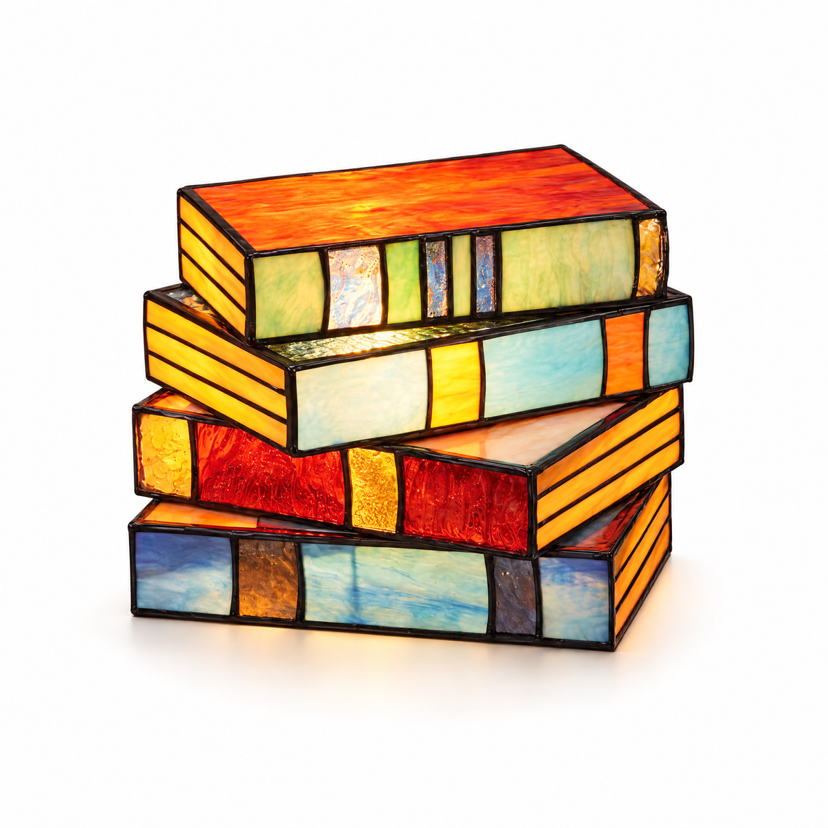Libro stained glass book lamp on a white background