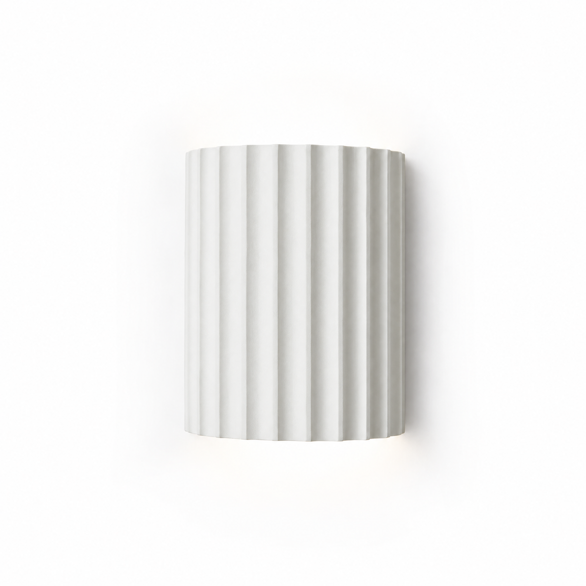 Solco ribbed resin wall light in white on a white background