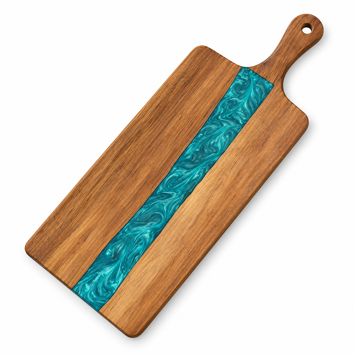Fiume Resin and Acacia Board on a white background