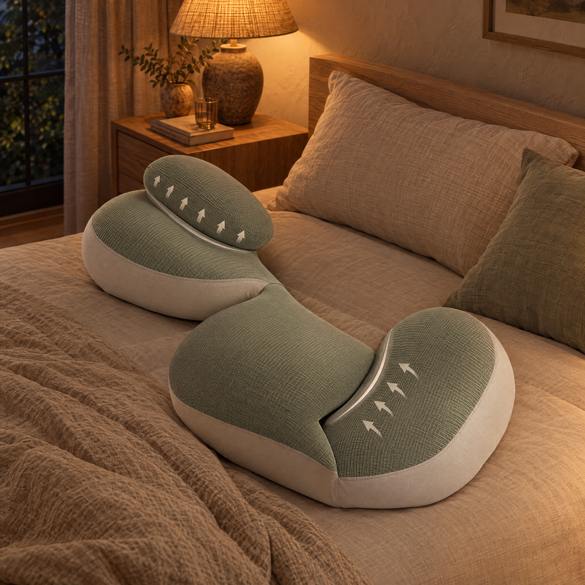 Culla Adjustable Support Pillow in a warm evening setting