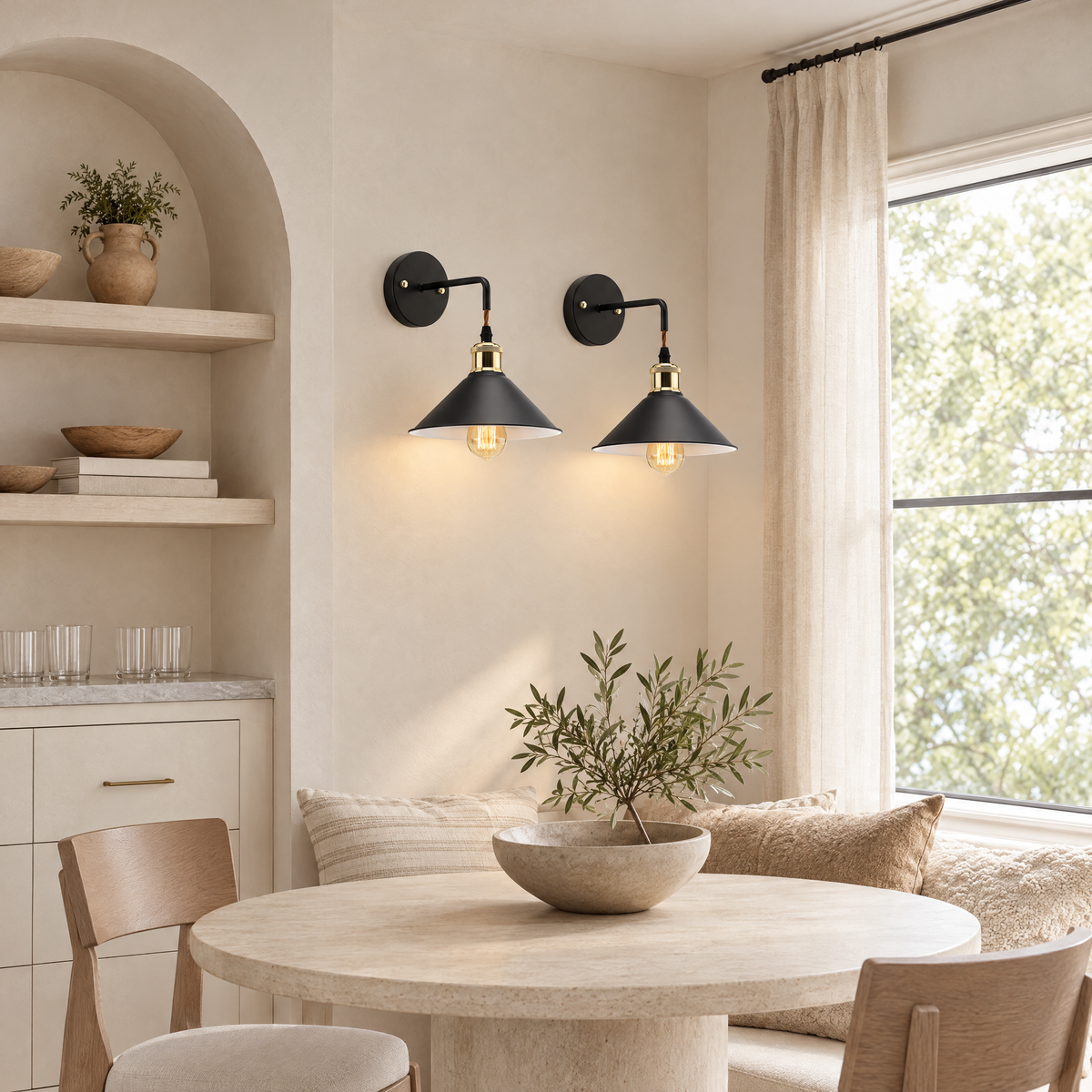 Faro Metal Wall Sconce, Set of 2 shown from a three-quarter angle