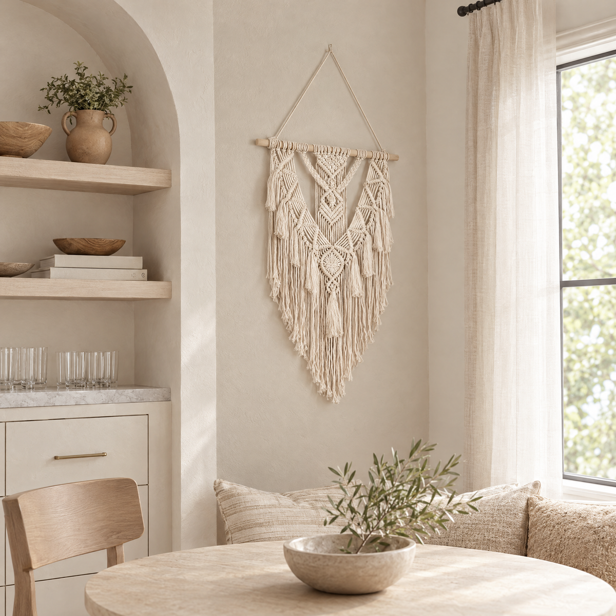 Nodo Macrame Wall Hanging shown from a three-quarter angle