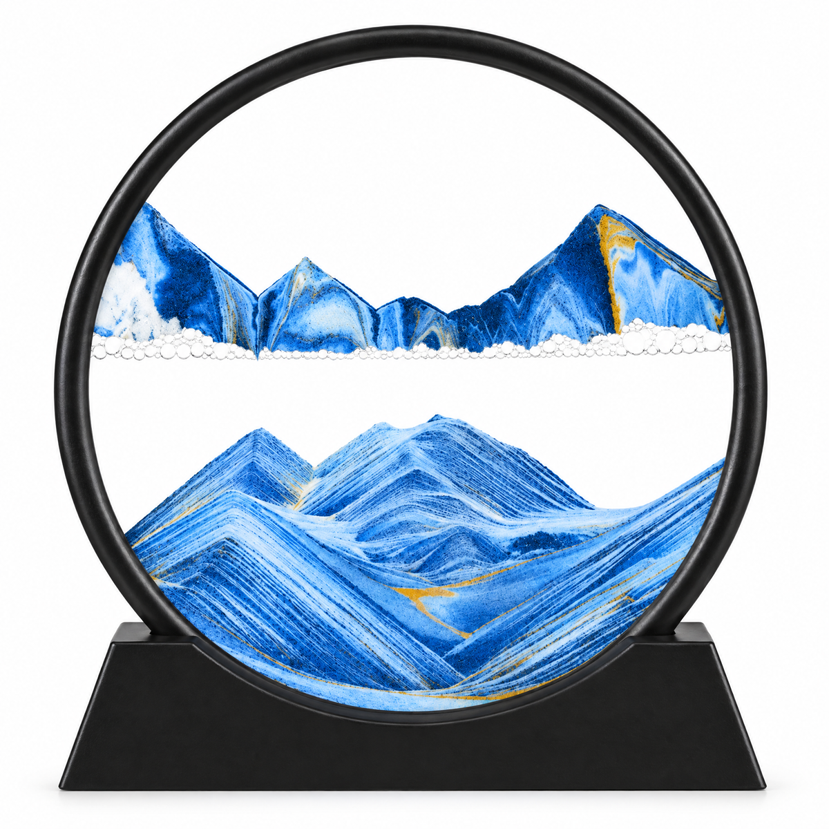 Sabbia Moving Sand Art Frame, blue sand, black frame, on a white background
