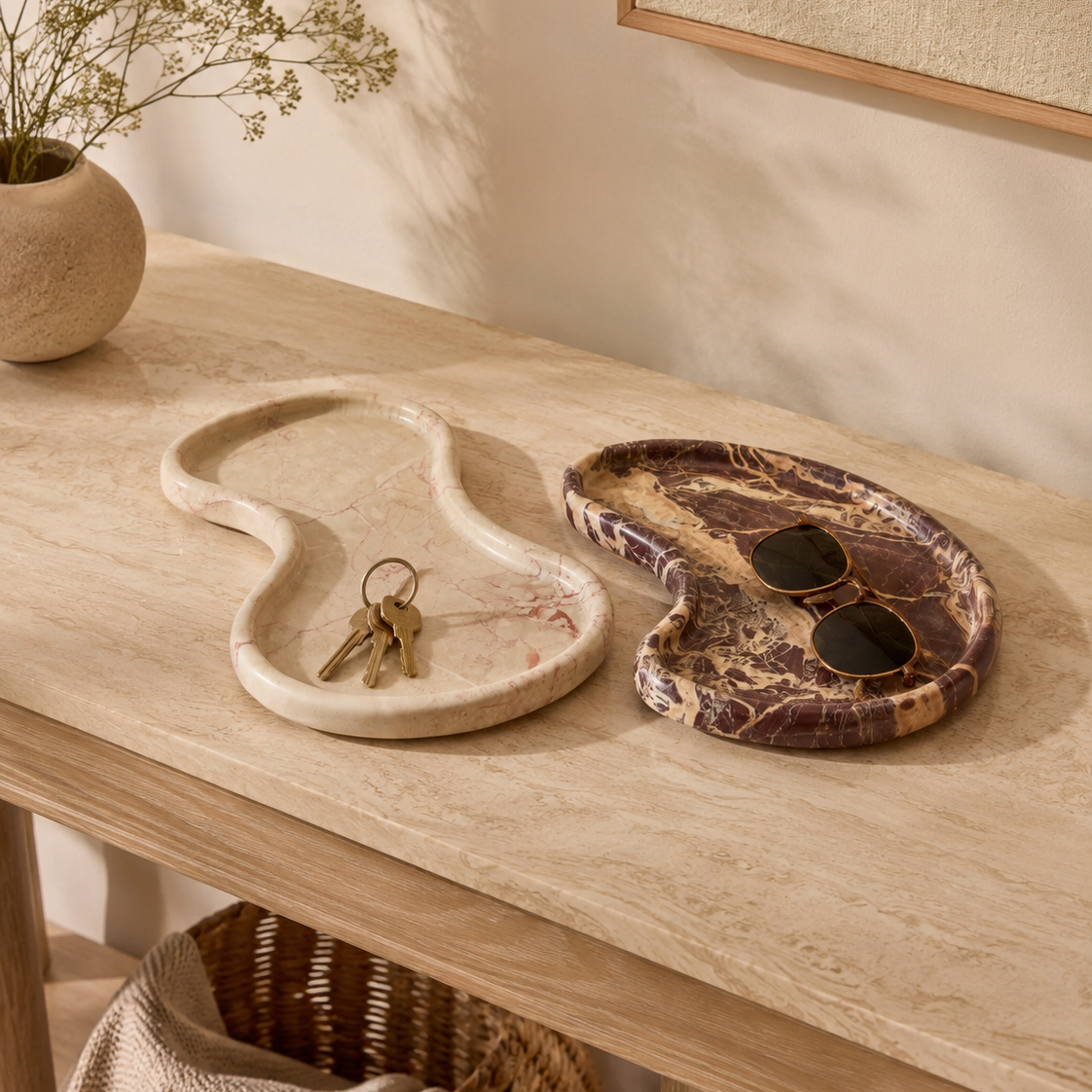 Isola Genuine Marble Catchall Trays - Set of 2