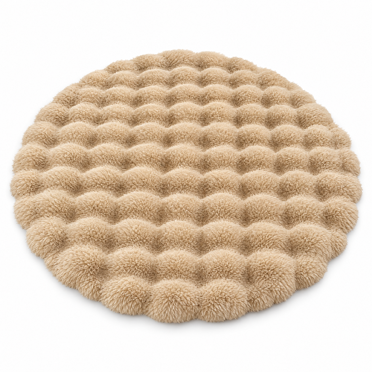 Nuvola Round Bubble Rug in beige on a white background