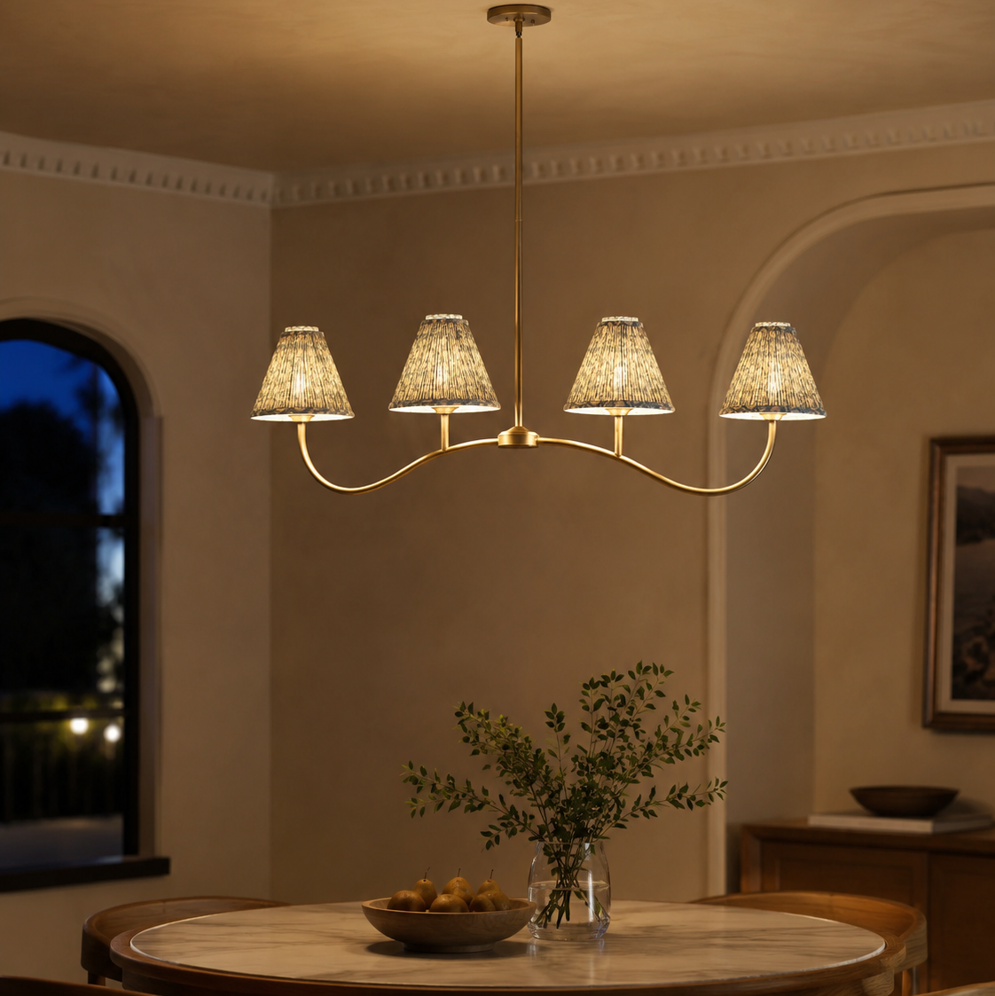 Verbena Floral Shade Linear Chandelier - 4-Light