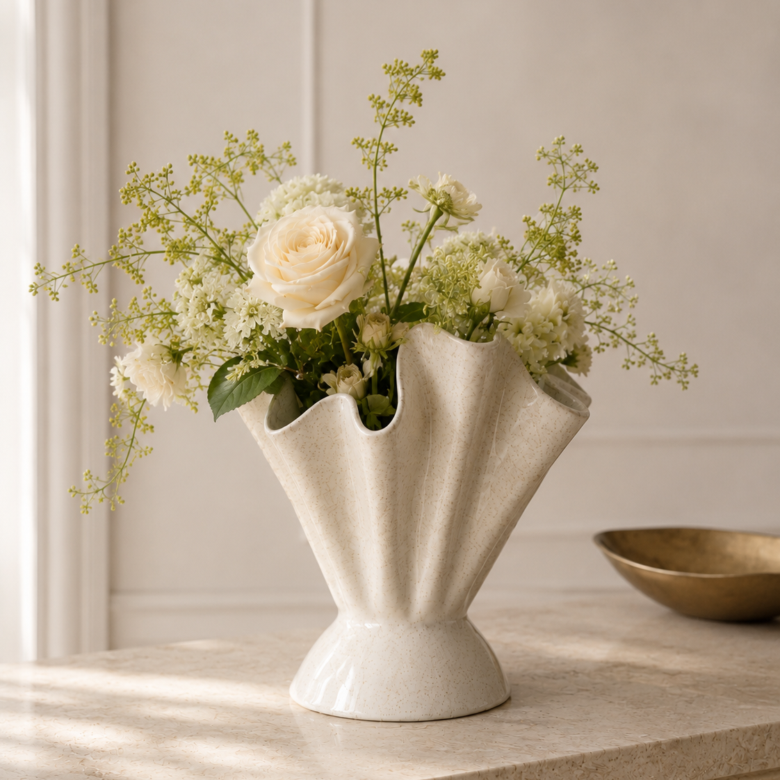 Amara fluted ceramic vase — detail view 2