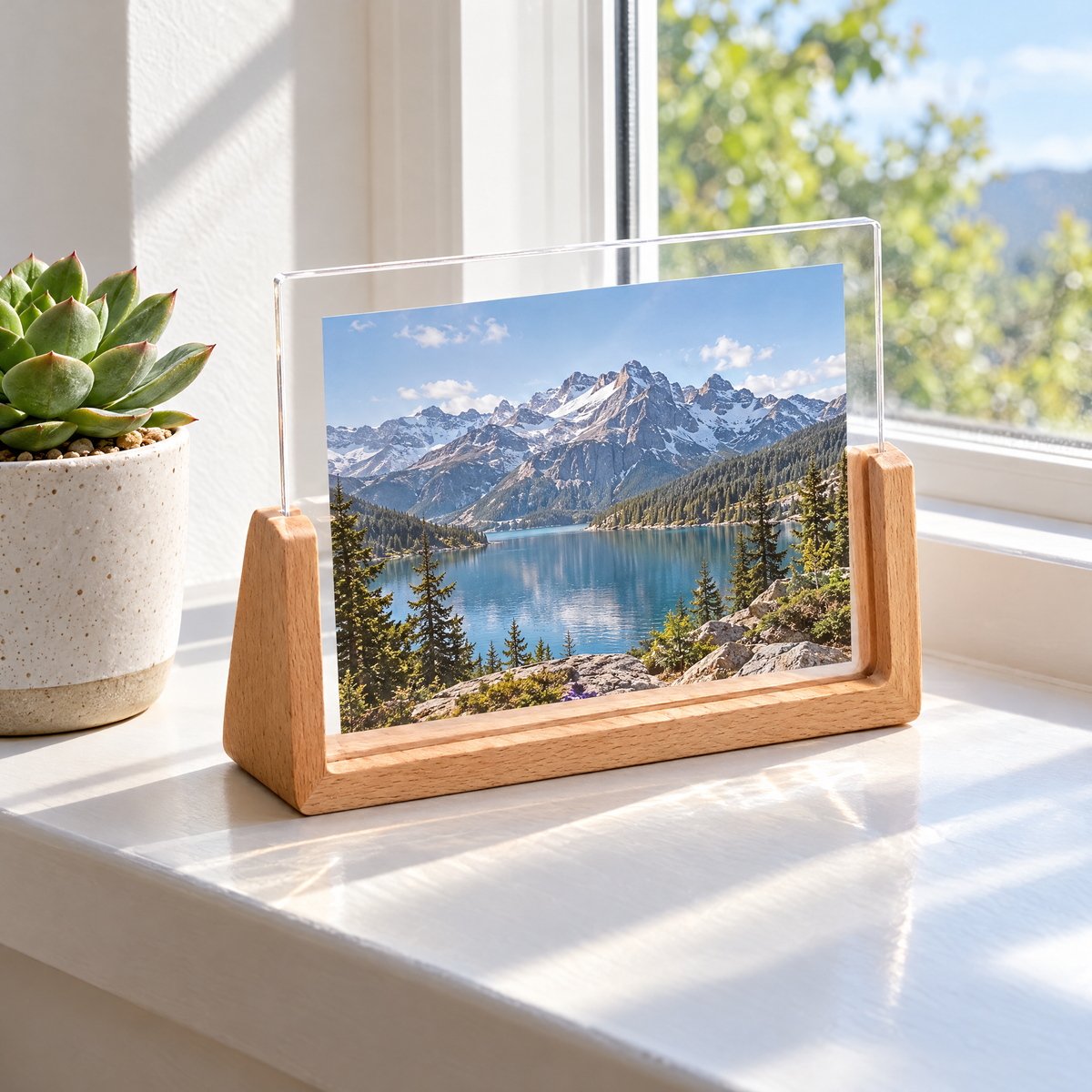 Landscape Chiaro photo frame on a sunny windowsill