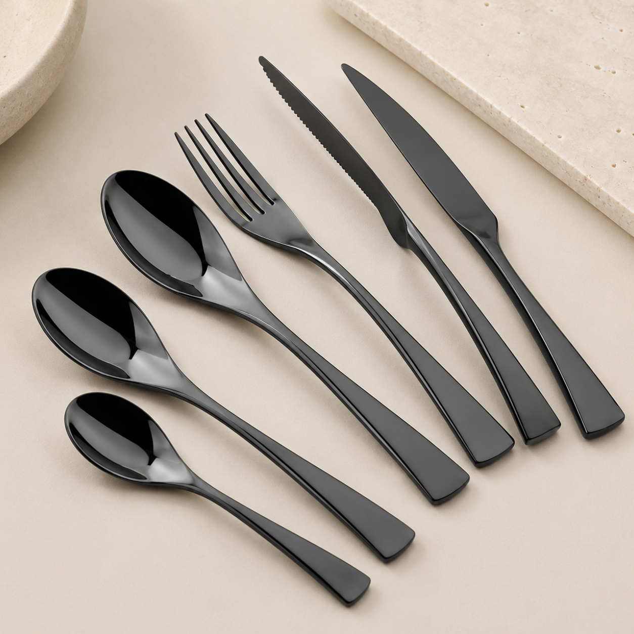 Onyx Black Stainless Steel Flatware Set
