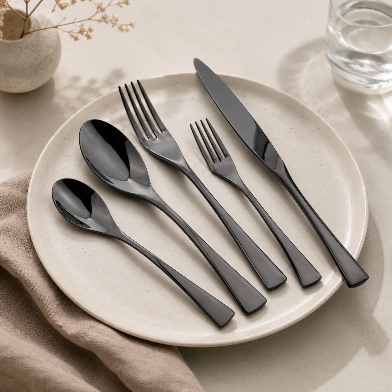 Onyx Black Stainless Steel Flatware Set