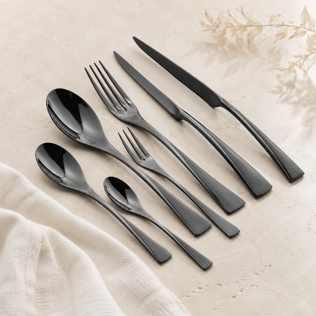 Onyx Black Stainless Steel Flatware Set