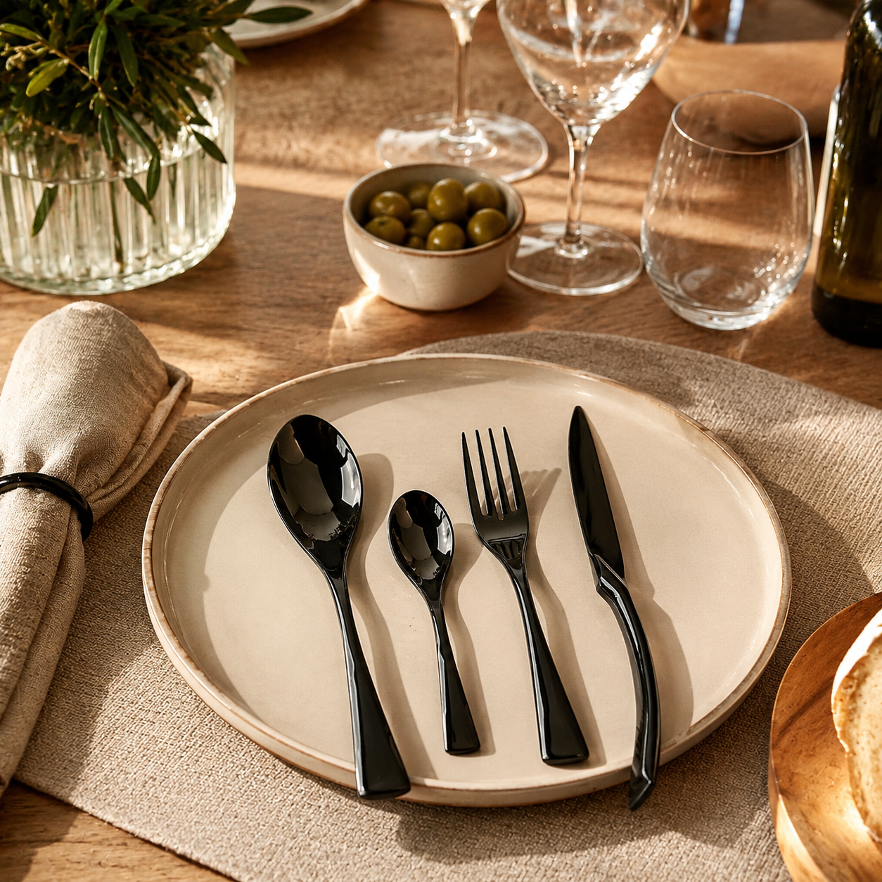 Onyx Black Cutlery Set