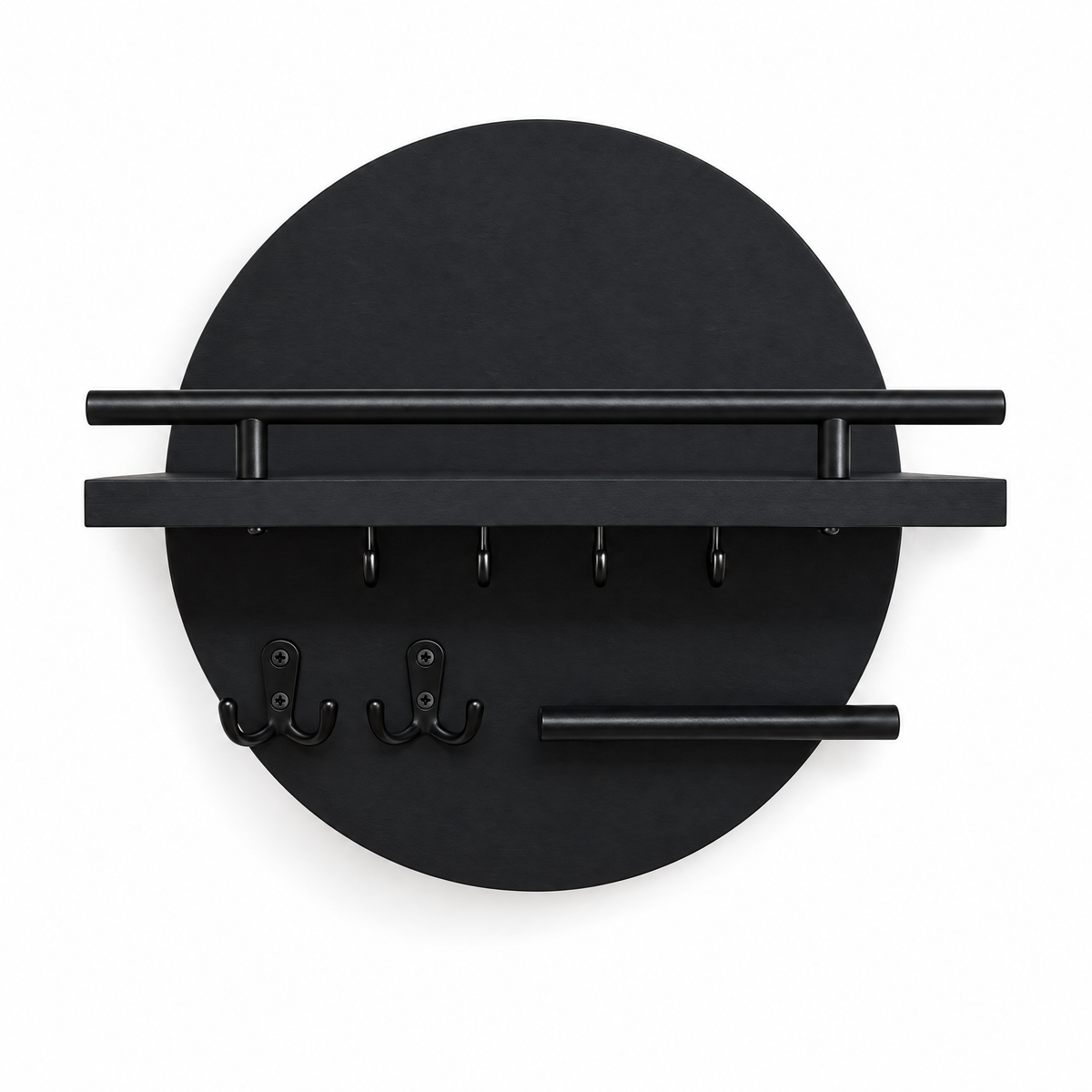 Cerchio Round Wall Key Holder in black on a white background