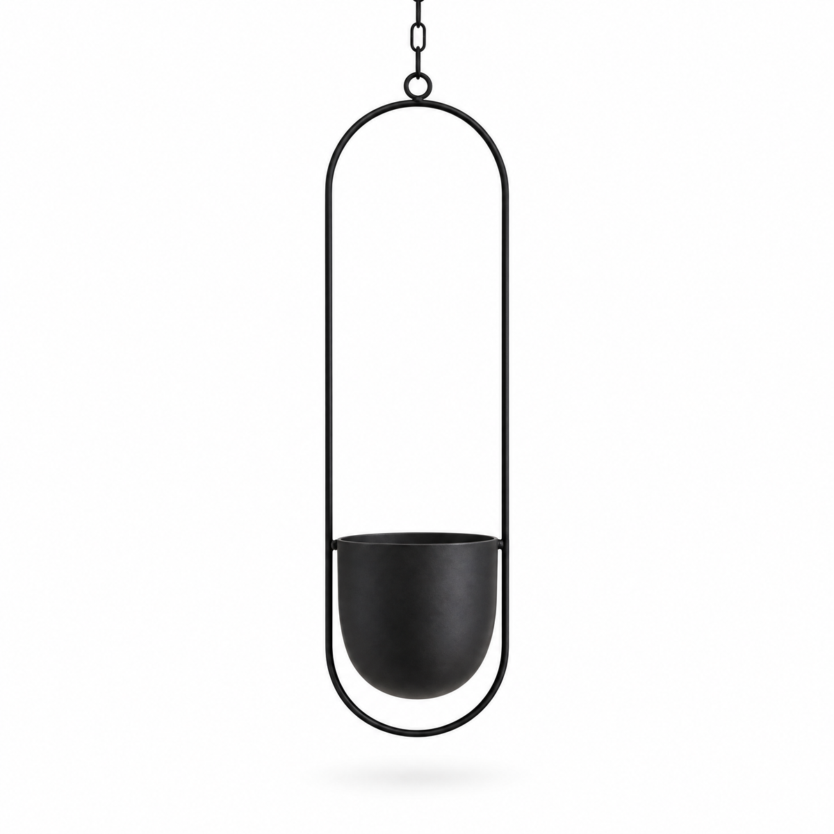 Edera Oval Hanging Planter in black on a white background