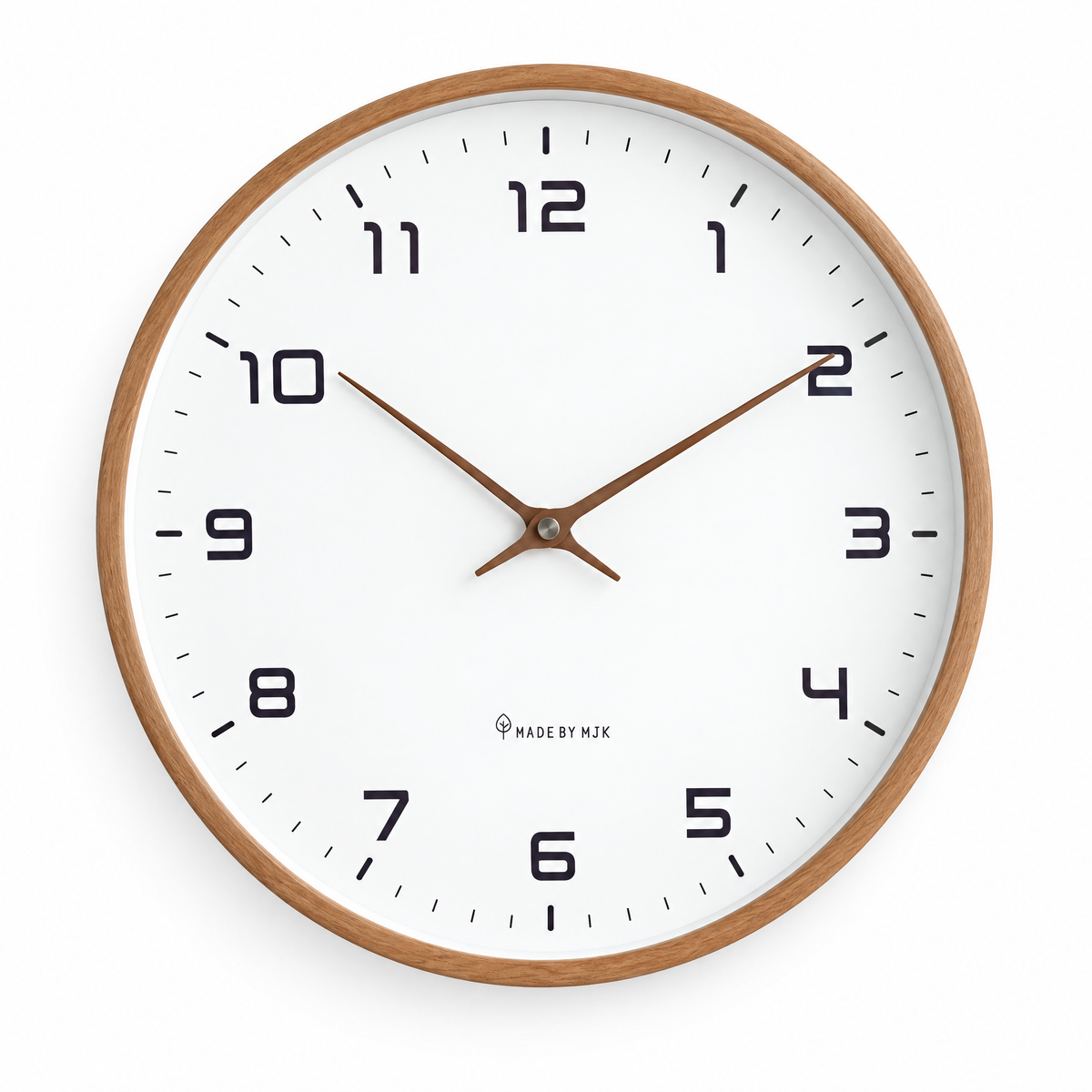Ora Wood Frame Wall Clock in brown on a white background