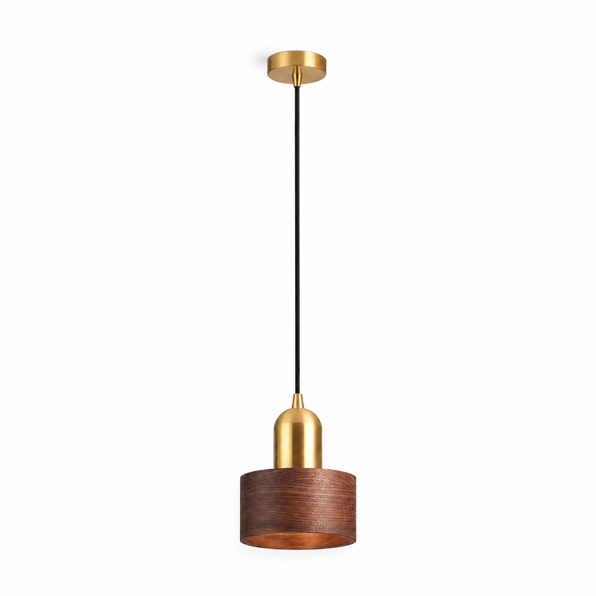 Noce Walnut Cylinder Pendant Light on a white background