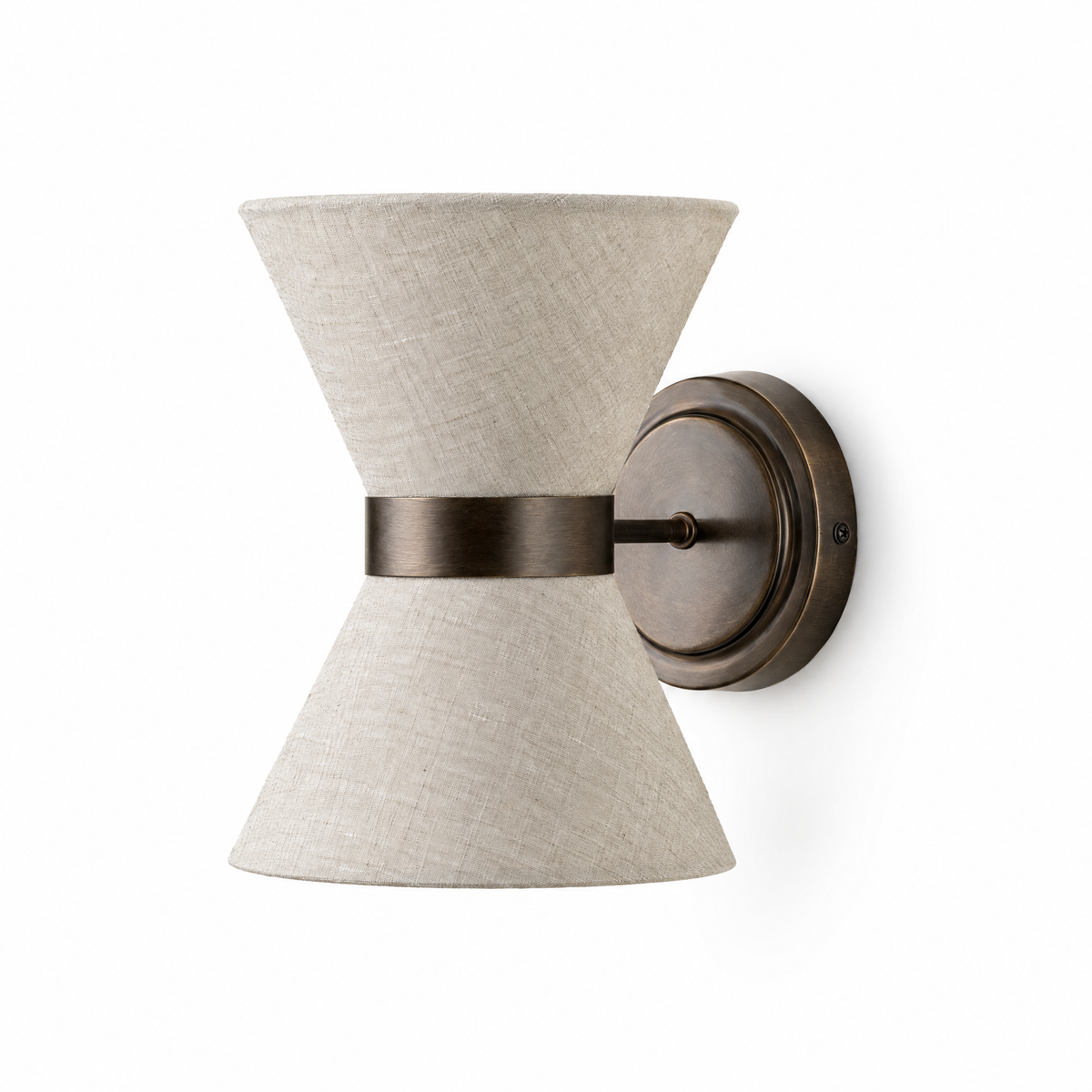 Lino Bronze and Linen Wall Light on a white background