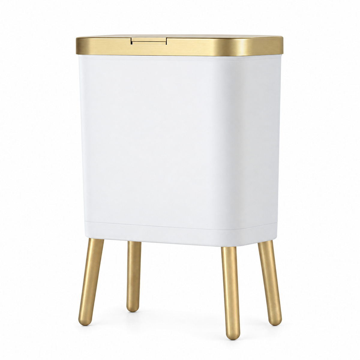 Alto slim waste bin with legs in white on a white background