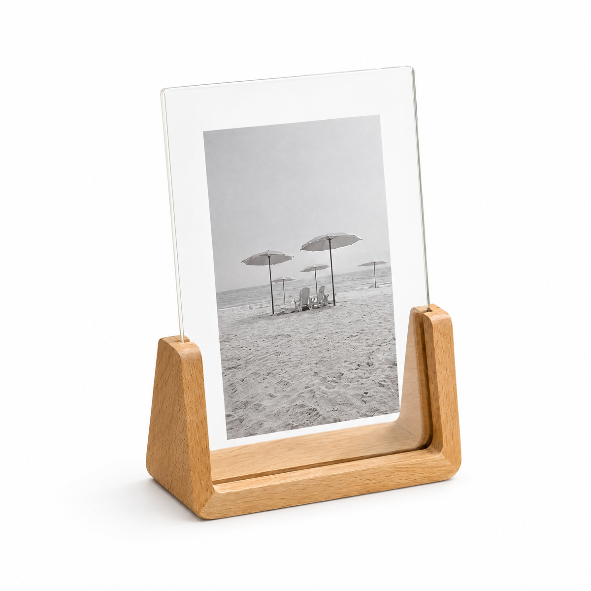 Chiaro acrylic and wood photo frame on a white background