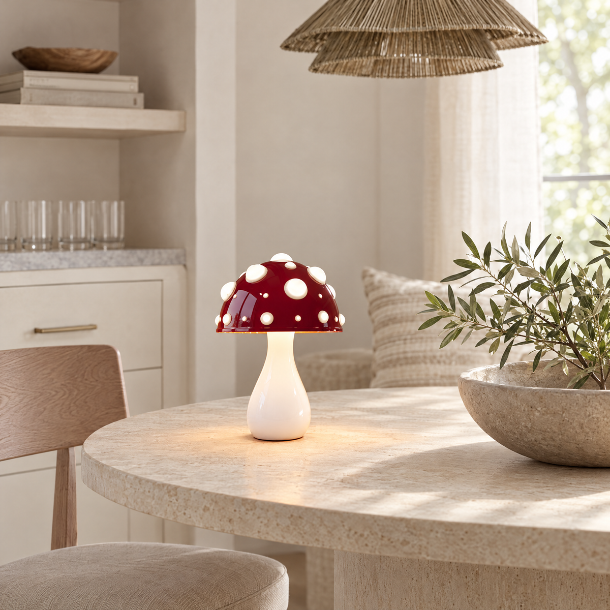 Spora Mushroom Table Lamp shown from a three-quarter angle