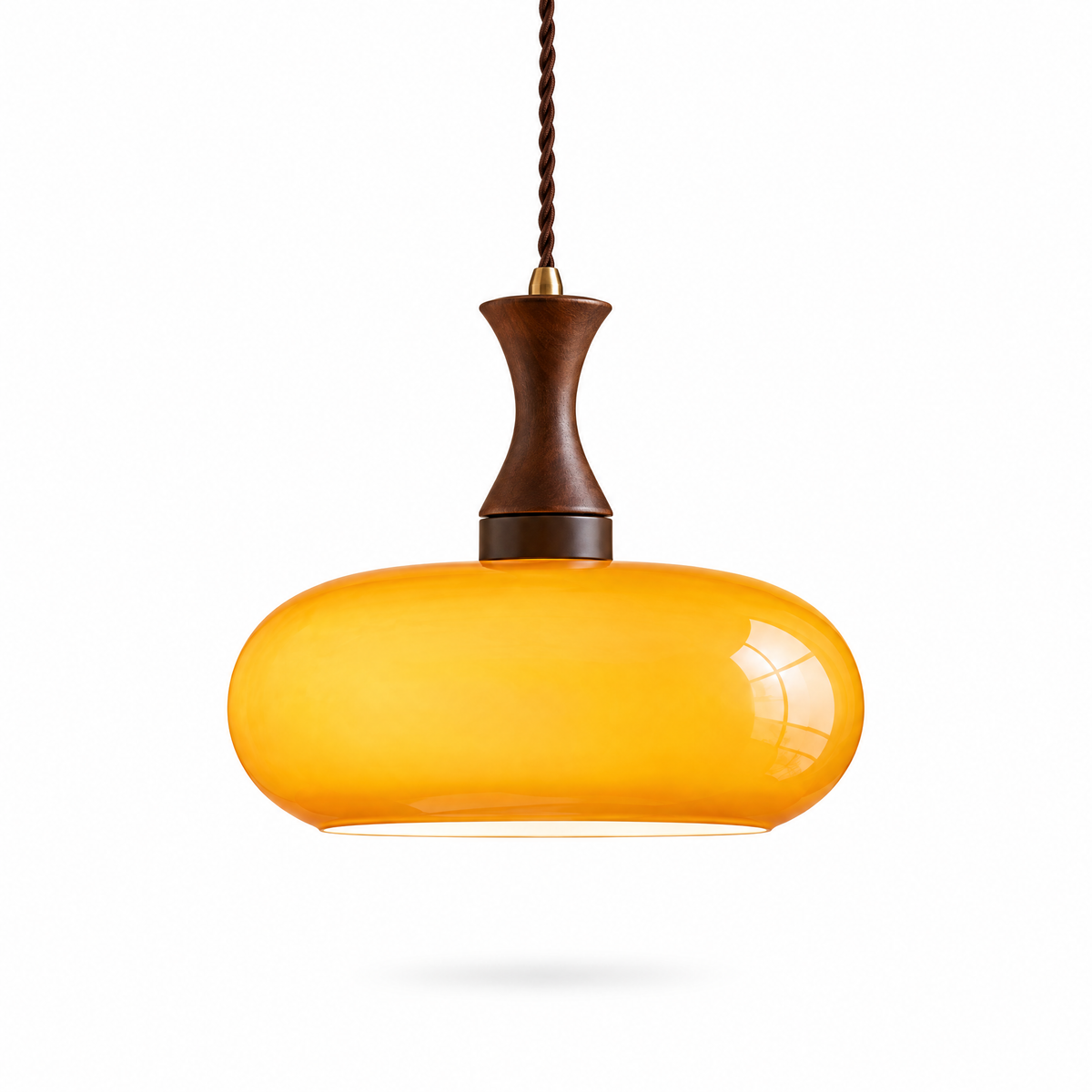 Ambra Plug-In Pendant Lamp in brown glass on a white background