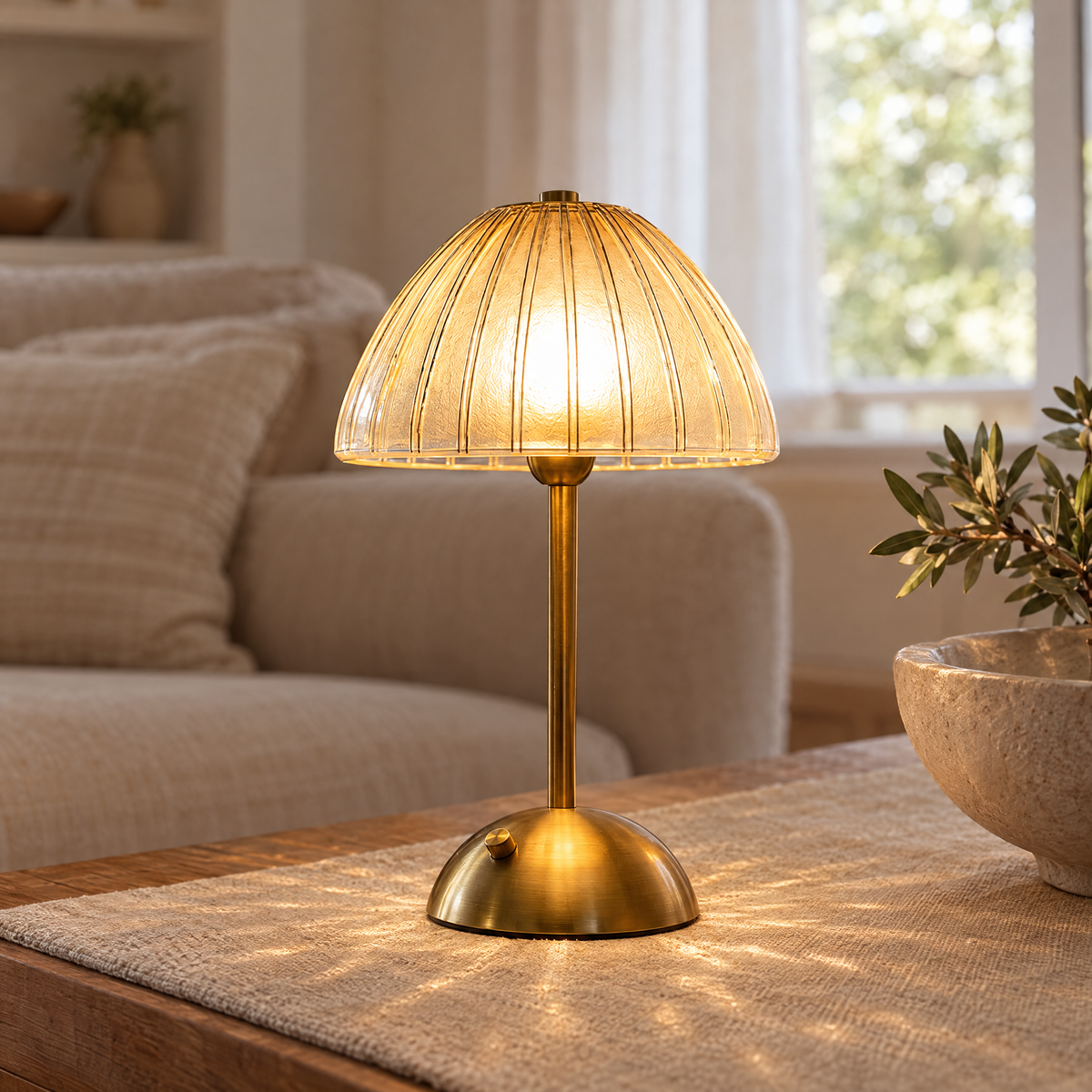 Cristallo Rechargeable Crystal Lamp, Orb shape, close-up of the facets