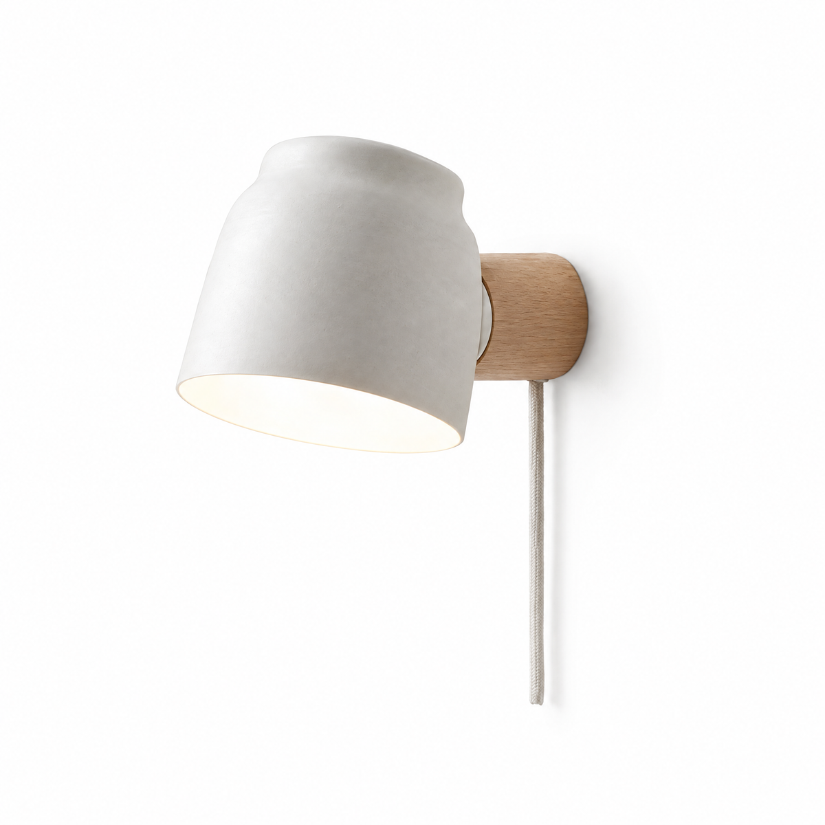Lume Plug-In Wall Sconce in white on a white background