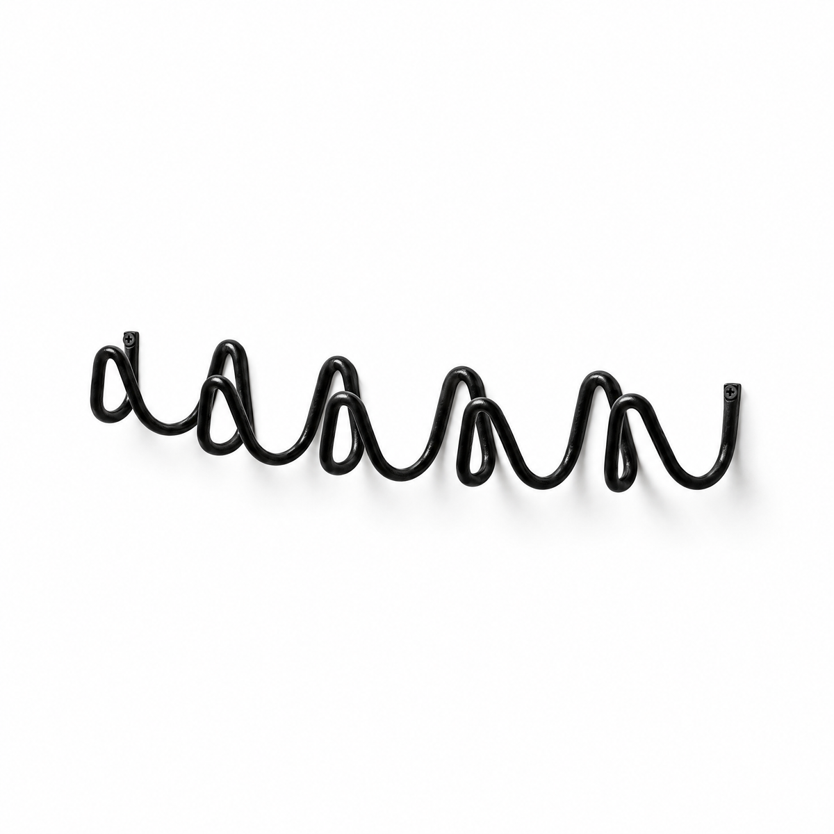 Flutto Wave Wall Hook Rack in black on a white background
