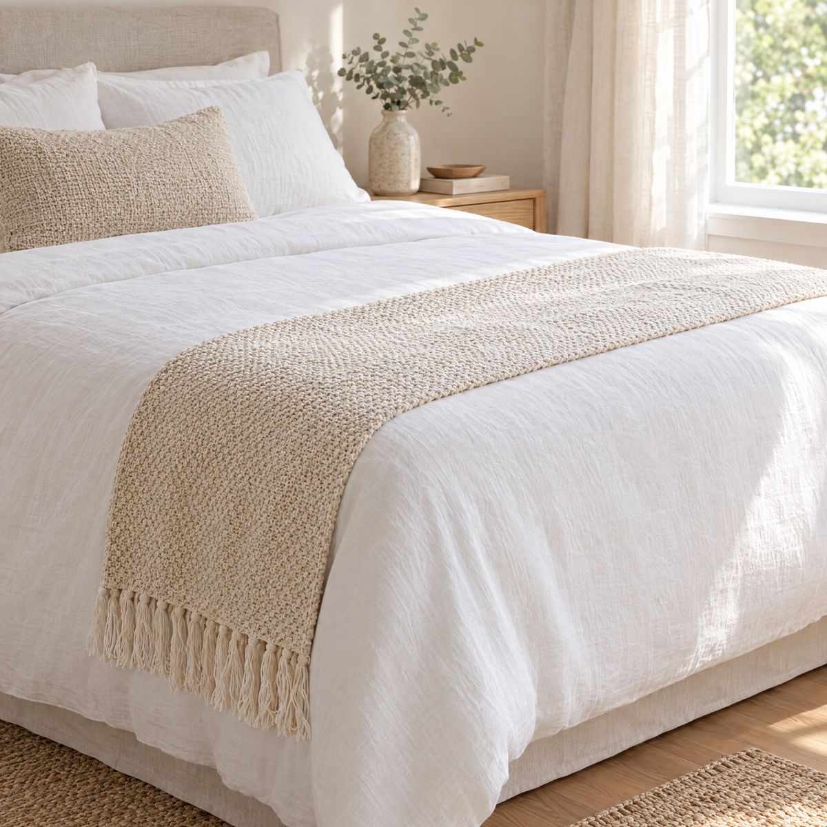 Maglia knit bed runner at the foot of a bed