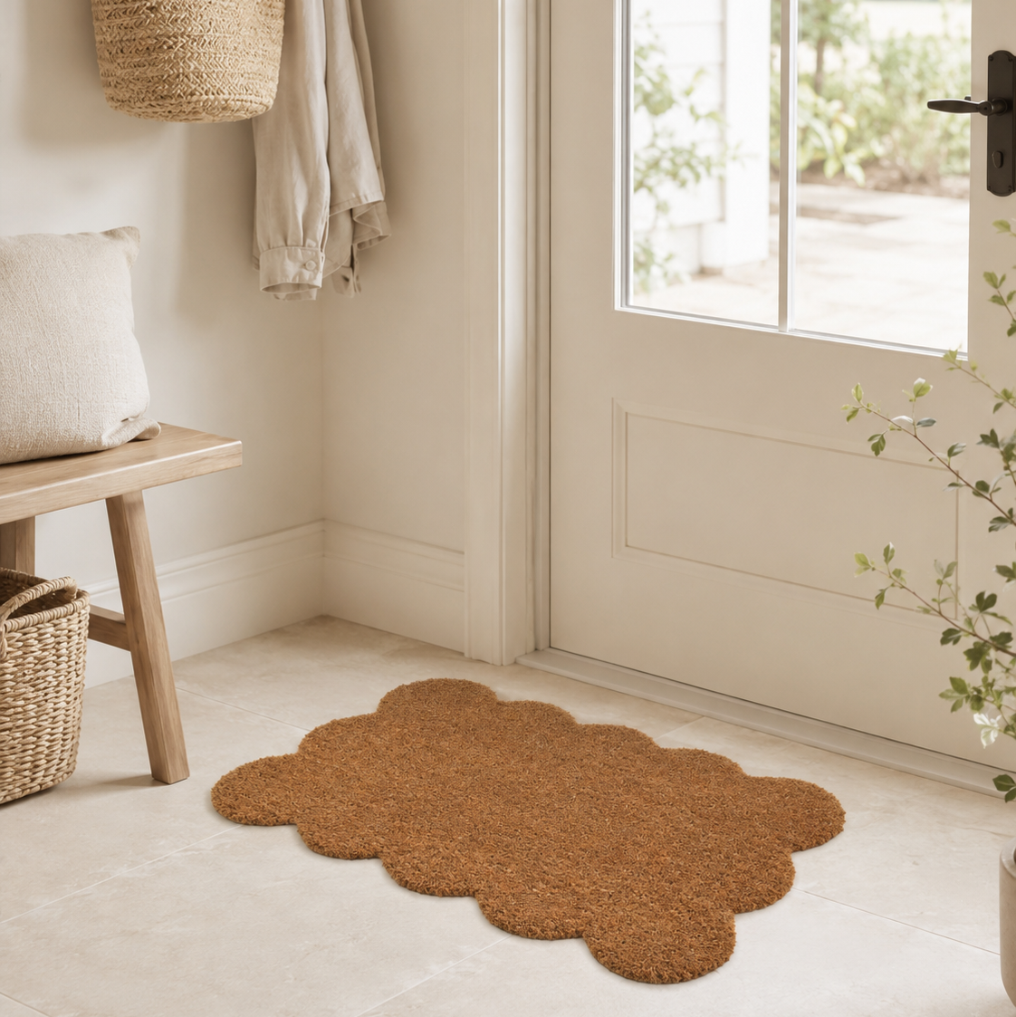Marigold Scalloped Natural Fiber Doormat